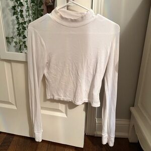 BP. Stretchy White Mock Neck Long Sleeve Shirt Skin Tight